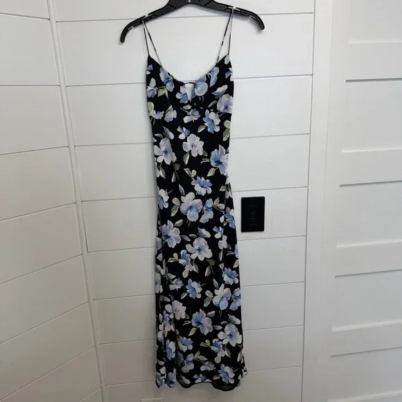 Abercrombie and Fitch Black Floral Slip Midi Dress Size XS 23646 - Picture 3 of 13